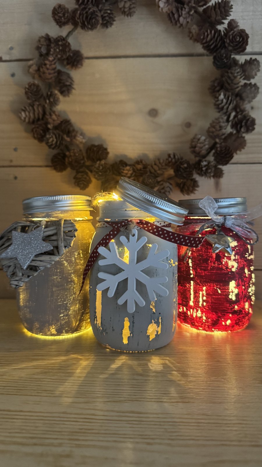 Pots photophores de Noël faits main